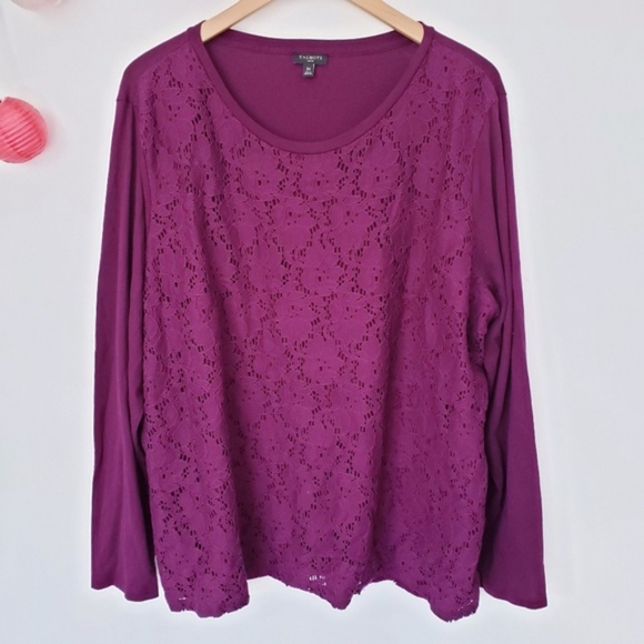Talbots Sweaters - TALBOTS purple cotton blend floral longs…